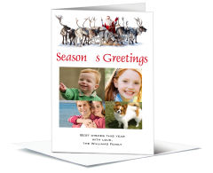 Santa and His Row of Christmas Reindeer Cards with multiple photo 5.50